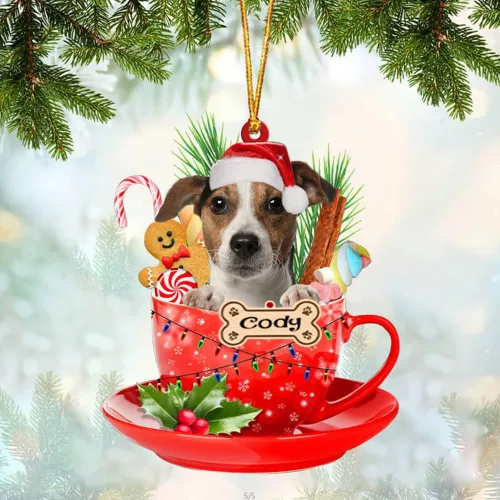 Vista 23 de NAZENTI Adorno personalizado de Alaskan Malamute en taza roja, adorno de Navidad personalizado para perros amantes de las mascotas, colgante