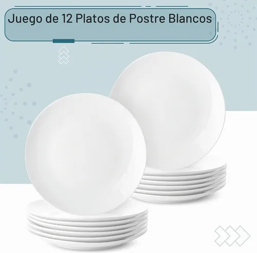 Vista 2 de BTaT- Platos de postre blancos, 8 pulgadas, juego de 12, platos pequeños para aperitivos, regalos de Navidad