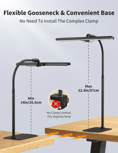 Vista 11 de Kary - Lámpara LED de escritorio, luz flexible de cuello de cisne con base Botón negro