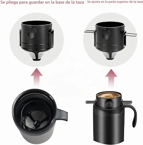 Vista 8 de Juego de cafetera de campamento de 16.5 onzas, cafetera portátil de acero inoxidable 304, cafetera de camping para exteriores, viajes, hogar