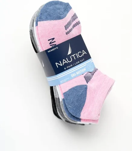 Vista 2 de Nautica Calcetines deportivos acolchados de corte bajo para mujer (paquete de 6)