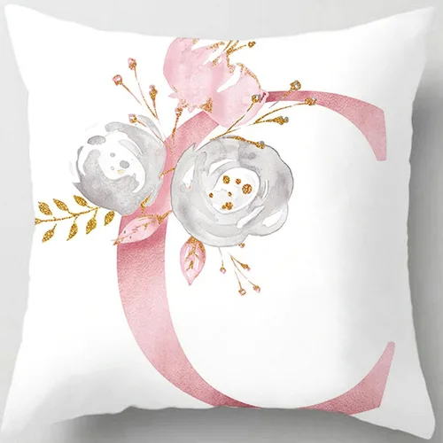Vista 12 de Fundas de almohada rosa, lindas fundas de almohada decorativas con alfabeto, fundas de cojín cuadradas, protectores de almohada con letras