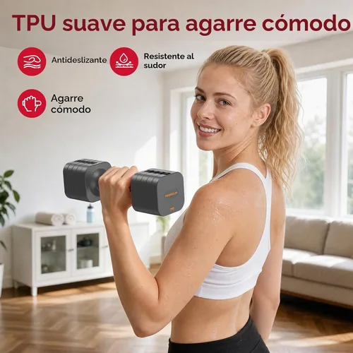 Vista 6 de FEIERDUN DB3 - Juego de mancuernas ajustables 5 en 1, 6 libras/10 libras, pesas ajustables para mujeres en casa, pesas de mano estables de doble
