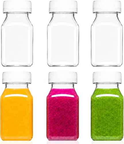 Vista 10 de Norcalway 10 botellas de plástico de 2 onzas con tapas – Ginger Shot – Apto para congelador, a prueba de fugas, sin BPA, botellas de viaje pequeñas