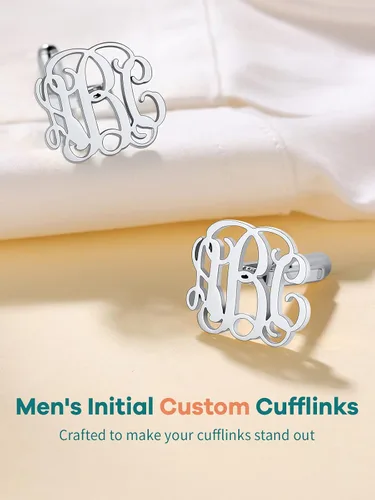 Vista 7 de Supcare Gemelos para hombre, gemelos personalizados para fotosiniciales para hombres, papá, padre, novio, marido, joyería de boda