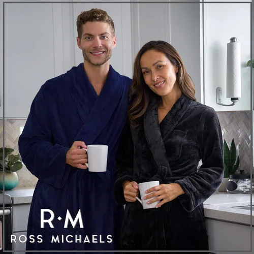 Vista 2 de Ross Michaels Mens Robe Plush Big and Tall - Long Fleece Spa Bath Robe with Pockets - Bathrobe Gift for Men and Teens