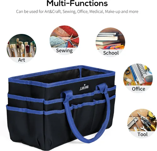 Vista 3 de Jjring Fundamental Organizer - Bolsa de nailon 600D para artistas, borde azul