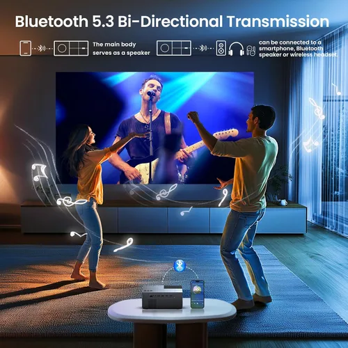 Vista 6 de Proyector con WiFi 6 y Bluetooth 5.3 - [Alto brillo/enfoque eléctrico] Proyector de cine al aire libre, proyector portátil inteligente YOWHICK 1080P