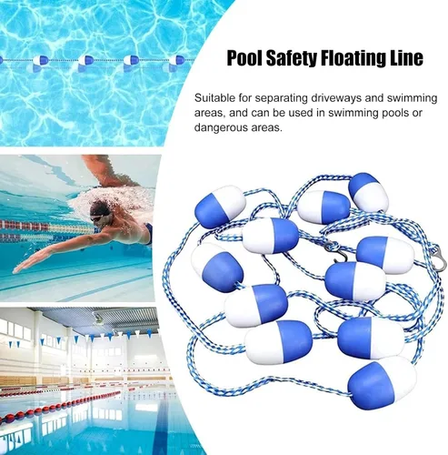 Vista 4 de Cuerda divisora de seguridad para piscina de 2.8 in y línea de flotador, con 2 ganchos de acero inoxidable premontados, 10 pies/16 pies/20 pies/26
