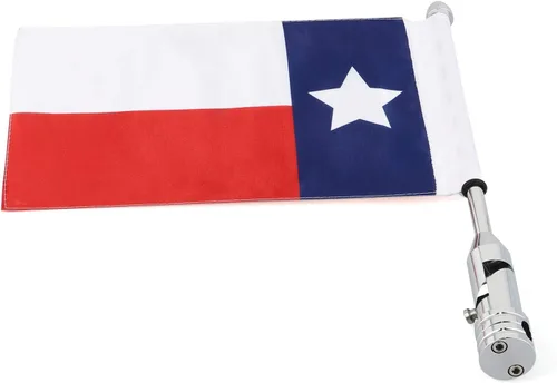 Vista 3 de GUAIMI Soporte de bandera plegable para motocicleta, asta de bandera ajustable con bandera del estado de Texas Cromado