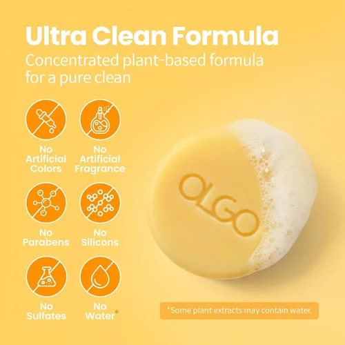 Vista 6 de Barra de champú cítrico Champú sólido todo en uno y gel de baño Aceites cítricos, argán y jojoba Cuidado diario suave, fórmula vegana
