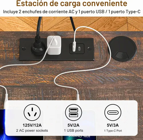 Vista 8 de St.Mandyu Escritorio eléctrico de pie en forma de L, escritorio de computadora ajustable de altura de 55 pulgadas con cajón de archivos, puerta