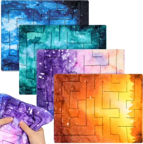 Vista 9 de 4 piezas de tapete sensorial de laberinto de mármol, juguetes para aliviar el estrés, tapete sensorial calmante para aliviar la ansiedad, juguetes