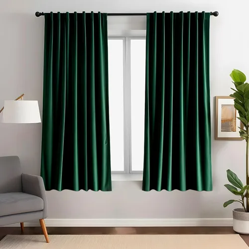 Vista 35 de Cortinas opacas de terciopelo negro para sala de estar, 52 pulgadas de ancho x 63 pulgadas de largo, cortinas opacas de lujo para dormitorio