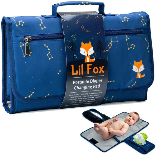Vista 7 de Lil Fox Cambiador de pañales portátil - Cambiador de pañales de una mano para bolso de pañales o mesa de cambio. Regalos unisex para baby shower
