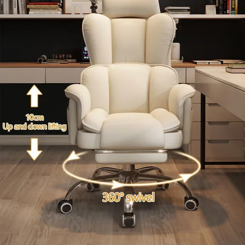 Vista 3 de Big and Tall Office Chair with Armrests Executive Chair with Footrest and Spring Lumbar Support High Back Leather Ergonomic Chairs Adjustable Height