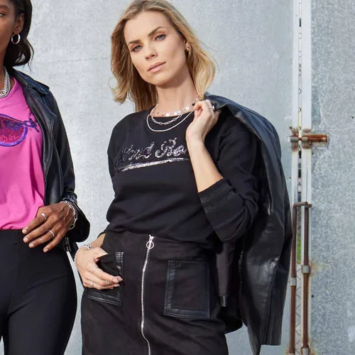 Vista 3 de Sudadera con cuello redondo y lentejuelas para mujer