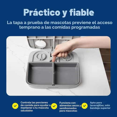 Vista 6 de PetSafe Analog 2 Comedero Programable para 2 Comidas para Mascotas, Comedero Automático para Perros y Gatos - Dispensador de Comida Seca