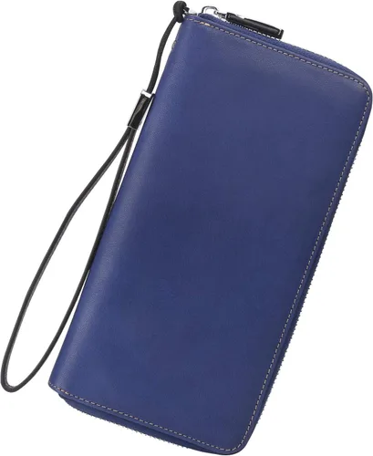 Vista 35 de Lavemi Pequeña cartera compacta para mujer, con bloqueo RFID, de piel auténtica, plegable, con ventanas de identificación