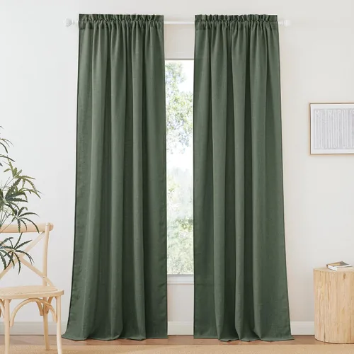 Vista 51 de RYB HOME - Cortinas de lino texturizado semitranslúcidas, privacidad media, filtro de luz, decoración de ventana para dormitorio/baño/sala de estar