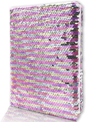 Vista 10 de Diario de lentejuelas para niñas, 8.5 x 5.5 pulgadas, 160 páginas rayadas para niñas y niños, cuaderno reversible de lentejuelas cambiantes