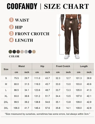 Vista 6 de COOFANDY Pantalones cargo casuales para hombre, pantalones deportivos de algodón con cordón