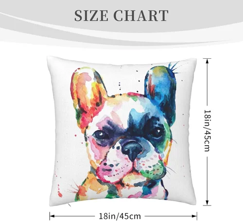 Vista 9 de VARUN Fundas de almohada creativas multicolor de bulldog francés en acuarela, cachorro, pintura artística, fundas de almohada cuadradas