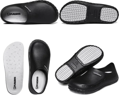Vista 6 de Zapatos antideslizantes para hombres, resistentes al aceite, al agua, para chef, enfermería, médicos, adecuados para cocina, restaurante, jardín