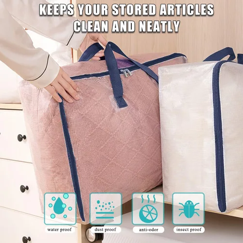 Vista 3 de Bolsas de almacenamiento transparentes con cremallera, capacidad extra grande de 75 L, armario, organizador de almacenamiento debajo de la cama