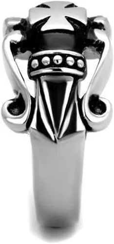 Vista 4 de Anillo Color Plata Para Hombres y Ninos de Acero Inoxidable Cruz de Biker Estilo Harley 9