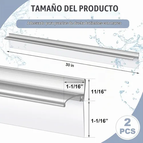 Vista 2 de Hicarer - 2 sellos inferiores de puerta de ducha de 30 pulgadas para puerta Plateado