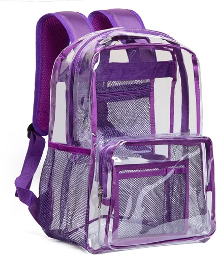 Vista 11 de Vorspack Mochila Clara Transparente - Mochila Transparente de PVC de Servicio Pesado See Through para Universidad y Lugar de Trabajo Negro