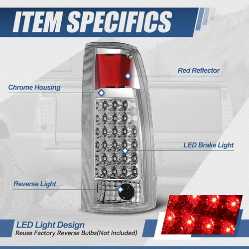 Vista 2 de Juego de luces traseras LED para Chevy GMC series C/K, Transparente (Chrome Clear)