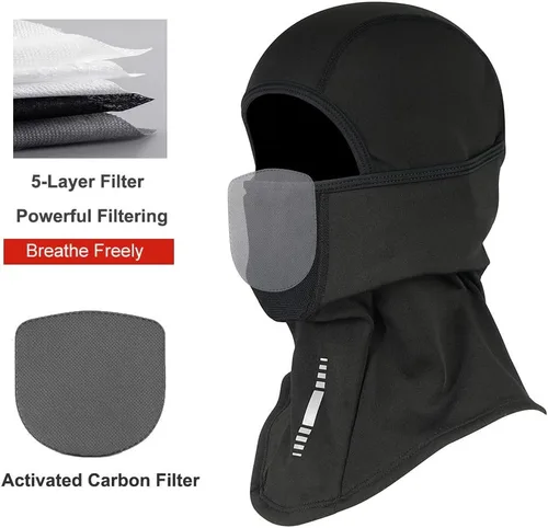 Vista 2 de Pasamontañas para invierno, forro polar, máscara térmica de esquí, resistente al viento, a prueba de polvo, transpirable, bandana para snowboard