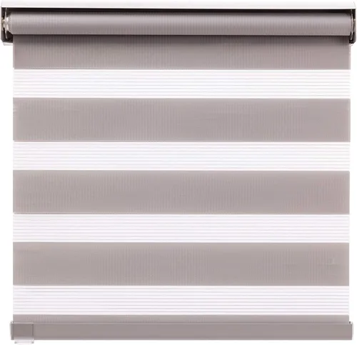 Vista 3 de Persianas enrollables sin cordones con diseño de cebra, de doble capa, para privacidad y control de la luz, color gris (28 x 72 pulgadas)