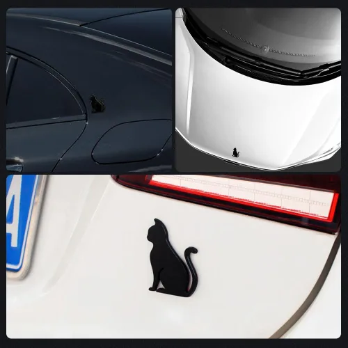 Vista 7 de Juren Adhesivo de metal 3D para automóvil, diseño de gato, emblema para automóvil, universal, motocicleta, bicicleta, decoración de automóvil Negro