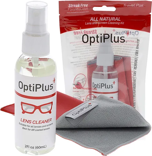 Vista 7 de OptiPlus Kit de limpieza de lentes de gel de 2 onzas Limpiador de lentes de gel antirreflectante y paño de microfibra de doble propósito