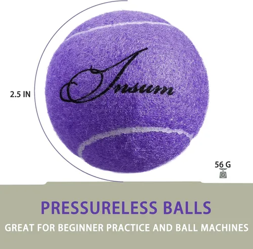 Vista 5 de INSUM Bulk Tennis Balls, Extra Duty Practice Balls with Mesh Bag Púrpura-A