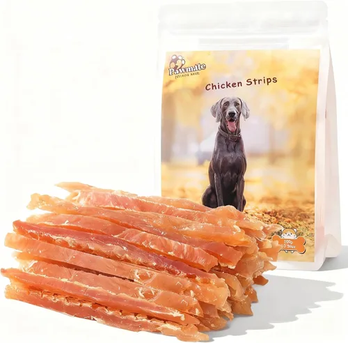 Vista 13 de Golosinas para perros Pawmate, anillos de pollo deshidratados, sin pellejo crudo, sin granos, pechos de pollo naturales reales, golosinas