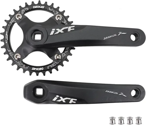 Vista 15 de DJC MTB - Juego de bielas cuadrado con agujero cónico 104BCD con plato 32 34 36 38T 6.693 in 6.890 in Bielas aluminio negro rojo