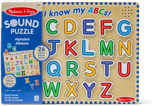 Vista 3 de Melissa & Doug Rompecabezas de madera con sonido del alfabeto - Rompecabezas de madera con efectos de sonido (26 piezas) - Certificado FSC