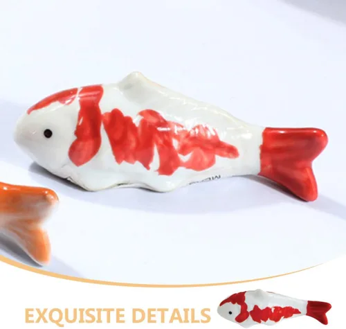 Vista 3 de 2Pcs Ceramic Floating Fish Ornament Aquarium Decoration Fish Tank Figurine Stylish Statue for Ponds Desktop Bird Bath Pool Decor