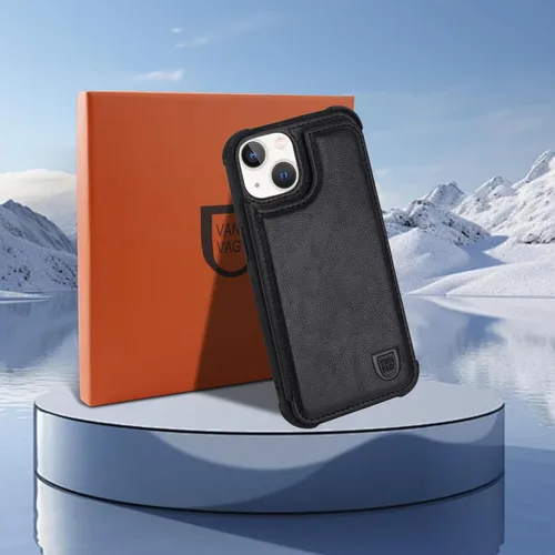 Vista 7 de VANAVAGY Funda tipo cartera compatible con iPhone 13 Mini para mujeres y hombres, funda de piel sintética con tapa para teléfono compatible con Negro