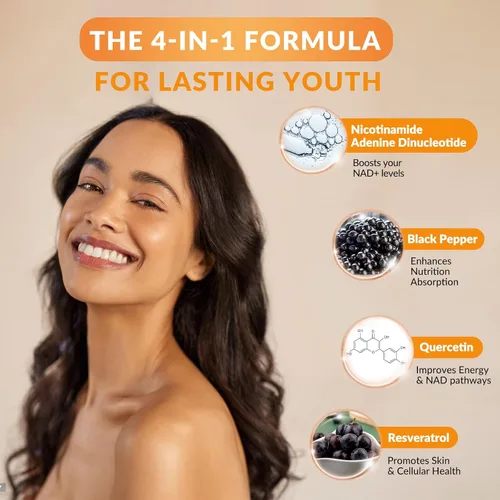 Vista 5 de Suplemento liposomal NAD – 1500 mg NAD+ gota líquida para mujeres y hombres nicotinamida adenina dinucleótido y complejo de resveratrol – Renovación