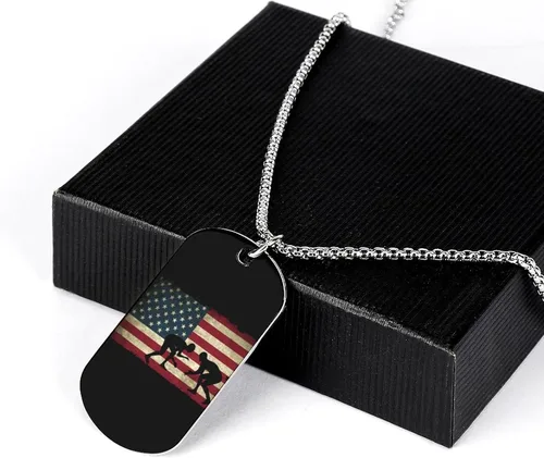 Vista 4 de Collar con colgante de la bandera de Estados Unidos, 1 collar personalizado con colgante de imagen, joyería para hombres y mujeres, regalo