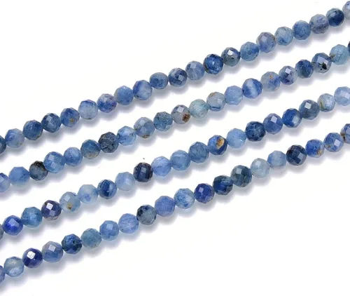 Vista 26 de Adabele Cuentas redondas facetadas pequeñas de 0.118 in con piedras preciosas de amazonita azul natural de 15 pulgadas