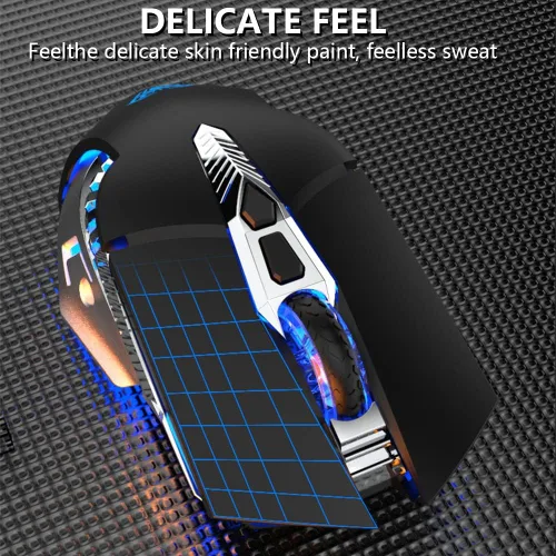 Vista 9 de Mouse Bluetooth mouse inalámbrico recargable para juegos 3 modos BT50 BT30 y USB mouse RGB de 7 colores ergonómicos para computadora con 3 niveles