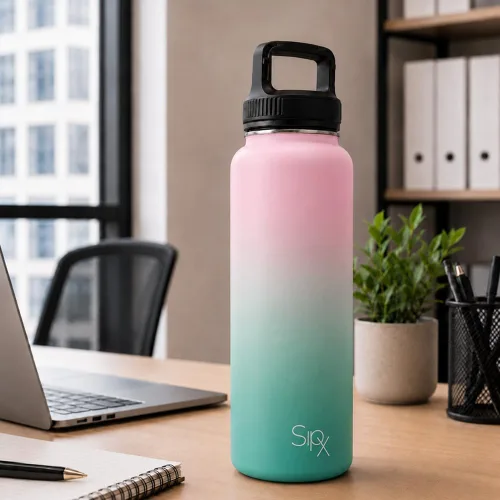 Vista 151 de SIPX™ Botella de Agua Aislada de 18 oz con 3 Tapas – Acero Inoxidable a Prueba de Fugas, Triple Aislamiento – Frío 24 Horas/Caliente 12 Horas – Negro