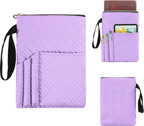 Vista 9 de Funda de libro APLUFINE con cremallera, protector de libro acolchado de 11"X9", fundas de libro acolchadas lavables para libros de tapa blanda