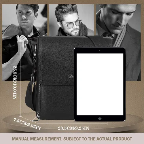 Vista 2 de Leathario Bolso de hombro para hombre, de cuero auténtico, pequeño bolso de mensajero para hombre, bolso cruzado para hombre, bolso de viaje